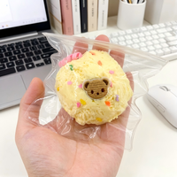 Großhandel Gelbes Strickball-Design Kuchen Silikon Squishy Langsam Zurückfederndes Entspannungs-Fidget-Spielzeug Neuartiges Gebäckmodell Unisex 14+