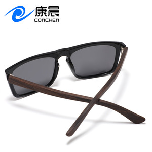 Lunettes de soleil carrées en bambou pour hommes, monture PC, verres TAC, protection UV400, polarisées, tendance, pour voyage et conduite - Product Image 4