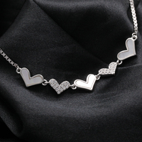 Bracelet en argent sterling 925 avec zircon en forme de cœur, charme coquillage, bracelet à cœurs réglable, cadeau de bijoux