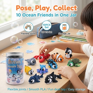 Set de 10 Figuras de Animales Marinos Impresas en 3D, Articuladas, Juguetes Marinos, Mini Figuras Marinas, Recuerdo de Fiesta, Regalo - Product Image 5
