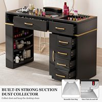 Table de manucure en verre personnalisable Table de manucure avec collecteur de poussière et rangement Mobilier de salon professionnel Table de manucure