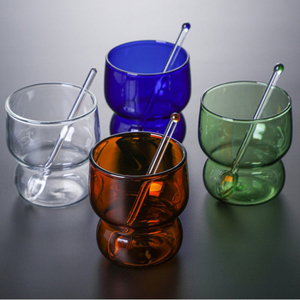 Gobelet en verre borosilicate multicolores de 300 ml, empilable et isolant, pour la maison, le café et le bar - Product Image 3