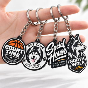 Porte-clés personnalisé en PVC souple OEM ODM, porte-clés en caoutchouc avec logo, porte-clés de dessin animé, porte-clés sportif, porte-clés animal de compagnie, cadeau promotionnel - Product Image 1