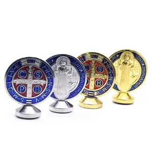 Collection privée de Saint benoît, ronde en métal bleu, jouet religieux, Souvenir, Articles décoratifs, nouvelle Collection 2022