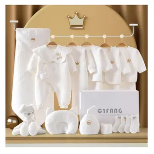 Оптовая продажа, 15 шт., 18 шт., 20 шт., однотонный подарочный набор для новорожденных, подарочный набор для новорожденных, детская одежда, подарочный набор для новорожденных из 100% хлопка