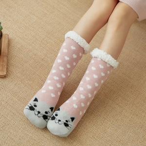 Femmes <span class=keywords><strong>en</strong></span> gros thermique hiver <span class=keywords><strong>noël</strong></span> Sherpa <span class=keywords><strong>laine</strong></span> polaire doublure floue doux pantoufles <span class=keywords><strong>chaussettes</strong></span> - Product Image 1
