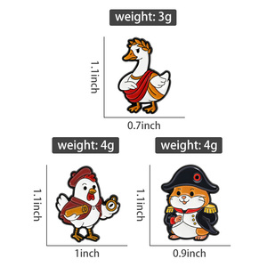 Spilla <span class=keywords><strong>Storica</strong></span> con Animali in Stile Antropomorfo: Oca Romana, Pollo Esploratore, Napoleone, Criceto per Amanti della Storia - Product Image 6