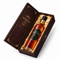 Caja Rígida para Vino con Textura de Cuero de Lujo, Estampado en Caliente con Lámina Dorada, Caja de Regalo para una Sola Botella de Whisky con Forro de Satén