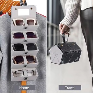Étui de voyage gratuit pour lunettes de soleil, 4/5 compartiments, étui à lunettes pour plusieurs paires, étui de rangement en cuir pour femmes et hommes - Product Image 3