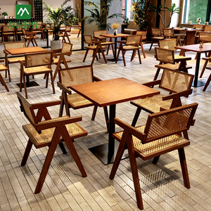 Mesas y Sillas de Madera Maciza <span class=keywords><strong>para</strong></span> Restaurantes de Estilo Japonés, Muebles de Ratán Tejido <span class=keywords><strong>para</strong></span> Restaurantes con Temática del Sudeste Asiático, Cafetería - Product Image 1