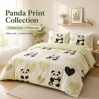 Vente en gros usine : Ensemble de housse de couette Cœur de Panda, 3 pièces, couleur personnalisée OEM ODM pour E-commerce, Hôtels et Domicile