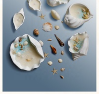 Bougie en cire végétale en forme de coquillage, style esthétique, vente en gros |   Décoration d'intérieur moderne en forme de coquillage, imprimée à la main au sérigraphie, parfumée, pour mariage