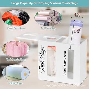 Double Layer Wall Mounted Trash Bag <b>Storage</b> <b>Box</b> With Partitions For <b>Kitchen</b> Organization White Rectangle Shape - Product Image 4