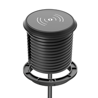 Regleta de Carga Inalámbrica Inteligente Redonda de 80mm con Estándar Europeo, de ABS Industrial, para Escritorio de Oficina, con Cargador USB y Toma de Corriente Integrada