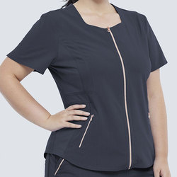 Conjunto de uniformes médicos de enfermera de manga corta azul con cremallera dorada completa nuevo estilo de alta calidad al por mayor uniformes de <span class=keywords><strong>esteticista</strong></span> con cremallera - Product Image 6