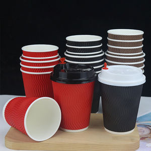 DD2276 500 Piezas Vasos de Papel Corrugado Aislantes para Bebidas Calientes/Frías, Vasos Desechables Marrones para Café con Tapas, Aptos para Contacto con Alimentos - Product Image 2