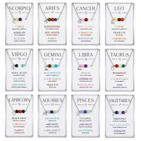Collier en pierre naturelle des 12 signes du zodiaque, perles d'améthyste, chaîne en acier inoxydable, pendentif astrologique, bijoux de guérison pour femmes, vente en gros