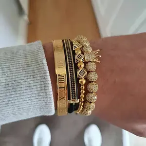 Fabricant femmes hommes populaire Offre Spéciale Designer bohême manchette bracelet ensemble couronne 4 pièces/ensemble Zircon luxe breloques pour Bracelet