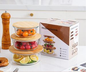 Bằng gỗ và nắp tre lọ thủy tinh bán buôn bếp lò máy rửa chén tủ lạnh, lò vi sóng an toàn thực phẩm thủy tinh lưu trữ container - Product Image 4