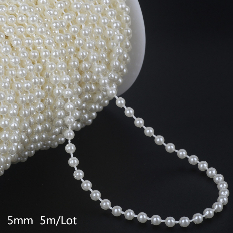Perles de fil de coton blanc de 5 mm, 5 mètres par paquet