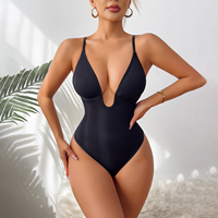 Combinaison Gainante Femme sans Coutures Quotidienne, Body une Pièce Décolleté en V Profond, Bretelles Respirantes en Nylon, Fourniture de Corsets Body