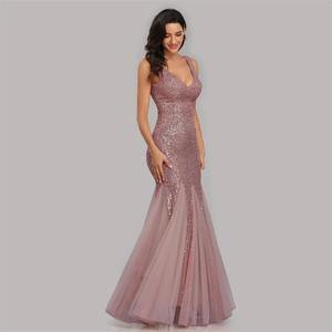 New European and Middle Eastern <b>sequin</b> toast dress for brides, <b>red</b> fishtail slim-fit evening gown for banquets - Product Image 2