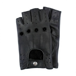 Half Finger Leather <b>Driving</b> <b>Gloves</b> with Breathable Perforated Design Non Slip Grip Unisex Style for Daily <b>Driving</b> All Seasons - Product Image 5