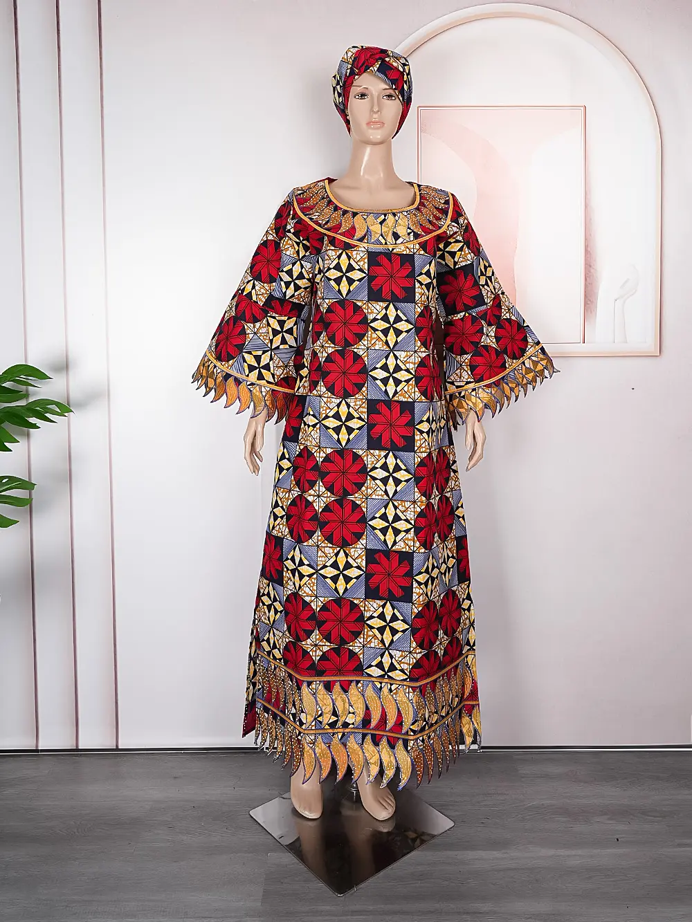 H   D Custom African dress waxcloth traditional dress loose summer short sleeves