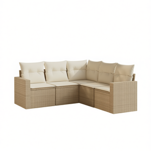 Conjunto de Sofá de Jardín de Ratán Beige con Cojines de Espuma de Alta Densidad, Muebles de Exterior Impermeables, Diseño Contemporáneo - Product Image 1