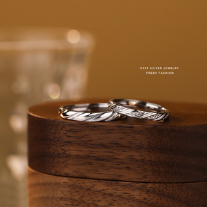 Bagues de couple en argent sterling 925, style personnalisé, réglables, superposées, pour mariages, bijoux en argent, YB-XY-816 - Product Image 1