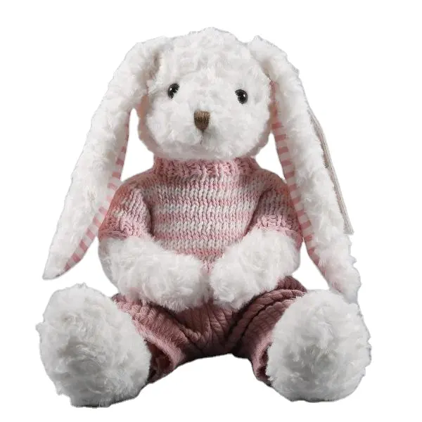 Stuffed plush rabbit dressed pink sweater shaped Easter bunny stuffed toy baby comfort doll customize