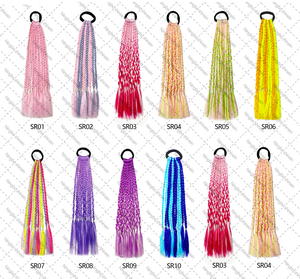 Extensiones de Cabello Coloridas Shinein para Niñas, Piezas de Cabello Trenzadas, Extensiones de Cabello Sintético con Cola de Caballo Trenzada para Niñas - Product Image 3