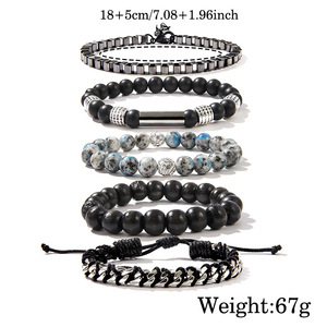 5 Piece Men's <b>Beaded</b> <b>Bracelet</b> Set Alloy Turquoise Jewelry Stacking Set Yiwu Origin Geometric Ball Shape - Product Image 4