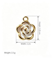 Pendentif mini rose coloré en émail plaqué or 18 carats YWXS, motif camélia, pour la création de bijoux DIY