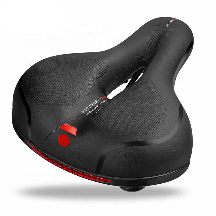 Waterproof comfortable pu mountain bicycle seat shock absorption road bike saddle with reflective strip