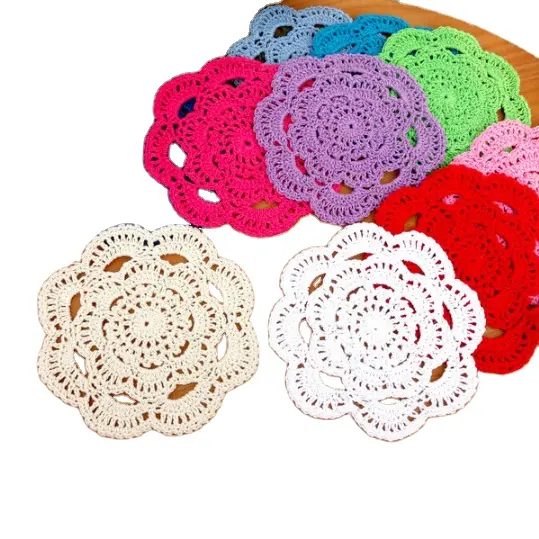 DIY Placemat कप चटाई पैड Coasters मेज कपास फीता कपड़े Crochet 16CM Doilies