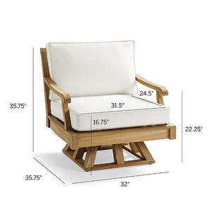 <span class=keywords><strong>Sedia</strong></span> Girevole in Legno di Teak Massiccio per Esterni, Arredamento da <span class=keywords><strong>Giardino</strong></span> Moderno con Cuscini Confortevoli - Product Image 3