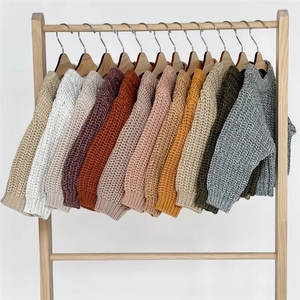 Pilihan khusus rajutan 100% katun sweter bayi Solid lengan panjang Chunky Trim bulu bernapas ramah lingkungan - Product Image 1