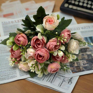 Mini Camelia Nórdica, Flores Artificiales, 15 Cabezas, Decoración de Mesa Estilo Europeo - Product Image 3