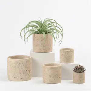 Fábrica atacado novo design personalizado cimento redondo vaso plantador pequena flor planta pote suculento redondo bonsai pote