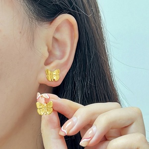 Waterproof Earrings 18k Gold Plated Polished Minimalist <b>Stud</b> Luxury Hypoallergenic Lightweight for Women Wedding Daily Party - Product Image 4