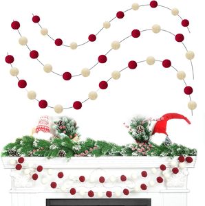 Guirlande de boules de Noël en velours neutre, ornements suspendus pour table, cheminée et escalier - Product Image 1