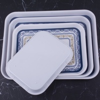 Plateau en mélamine à fleurs bleues imprimées sur mesure Plateau de service en plastique de 10/12/14/15 pouces pour restaurant et hôtel pour le ramadan