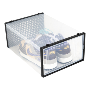 Nhựa Sneaker hộp lưu trữ có thể gập lại Giày giá hiển thị trong suốt trường hợp cho <span class=keywords><strong>Stackable</strong></span> Giày - Product Image 6