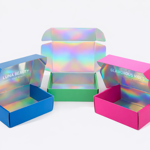 Boîte d'emballage cosmétique personnalisée en matériaux recyclés écologiques de qualité supérieure, boîte de colisage en carton ondulé pour les soins de la peau, effet holographique - Product Image 5