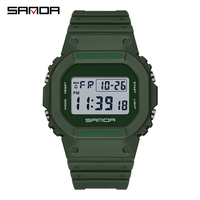 Montre de sport SANDA 2107 pour garçons, noire, numérique, lumineuse, avec calendrier, étanche, bracelet en caoutchouc, luxe, bracelet en céramique et cuir, ODM