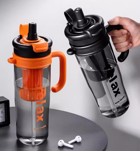 <b>Large</b> Capacity PC Plastic Water Bottle with Straw and Tea Infuser Leak Proof Portable Drink Cup for Travel Outdoor - Product Image 4