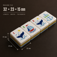 Jeu de Mahjong Nautique Attrayant en Acrylique, Tuiles de Mahjong à Dos Orange, Cadeau Familial