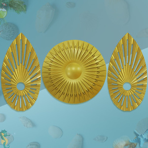 Ensemble d'accessoires de peinture décorative Hongzun : Feuilles de Ginkgo, feuilles de coquille de tortue, hippocampe, grande assiette ronde en MDF, moderne et simple - Product Image 1
