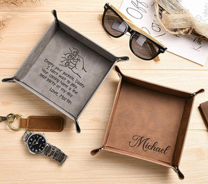 Bandeja Organizadora de Escritorio de Cuero Sintético con Grabado Láser, Bandeja de Cuero Sintético para Llaves, Teléfono, Gafas de Sol - Product Image 6